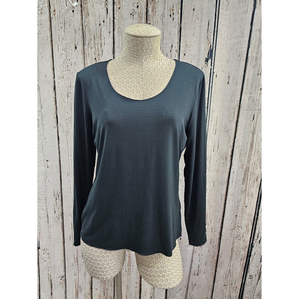 Armani Collezioni Charcoal Gray‎ Long Sleeve Scoop Neck Tee T-Shirt Women's 10
